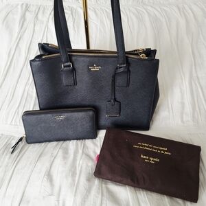 Kate Spade Cameron Street Black Leather Tote With Matching Wallet And Dust Bag